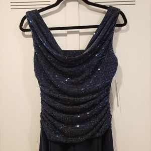 R&M Richards - Navy / Silver Jumpsuit - Sequin Top -  Size 8 - NWT